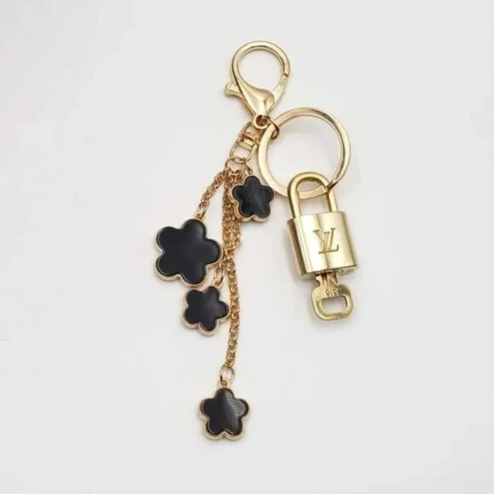 Authentic Louis Vuitton Gold Lock 🔒 Keychain Bag Unbranded Flower Charm LV